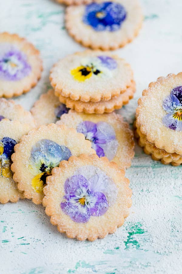 Pansy shortbread cookies