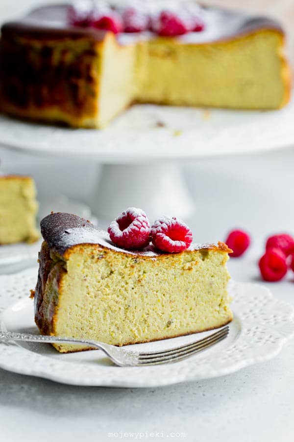 Pistachio Basque cheesecake