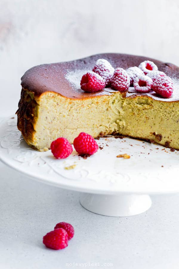 Pistachio Basque cheesecake