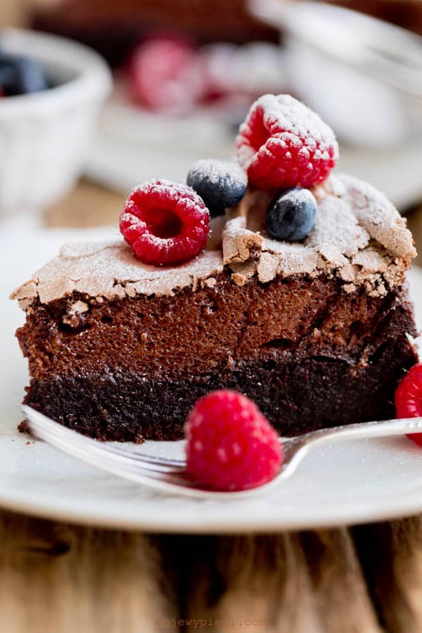 Chocolate cake with chocolate meringue