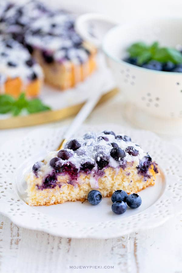 Coconut cake with blueberries