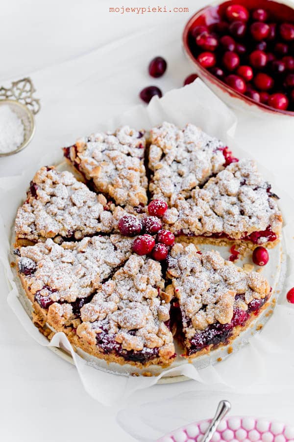 Cranberry crumble cake with brown butter
