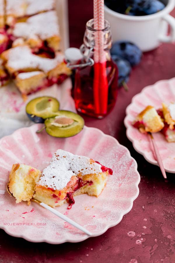 Plum and custard cake