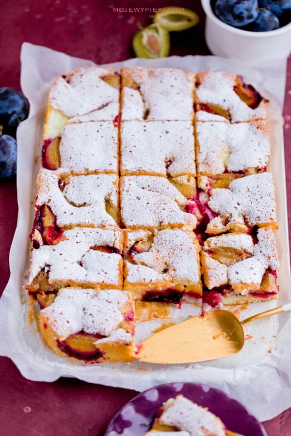 Plum and custard cake