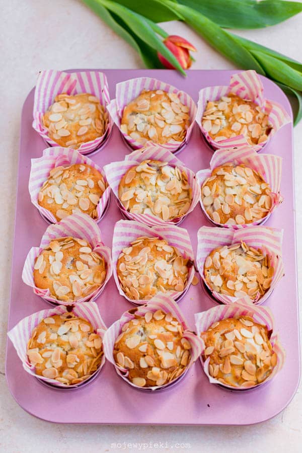 Rhubarb and marzipan muffins