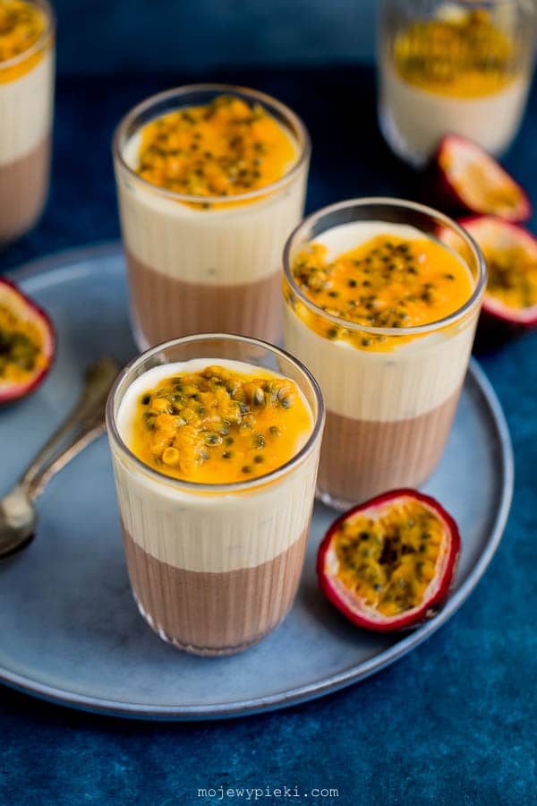 Passion fruit and milk chocolate mousse