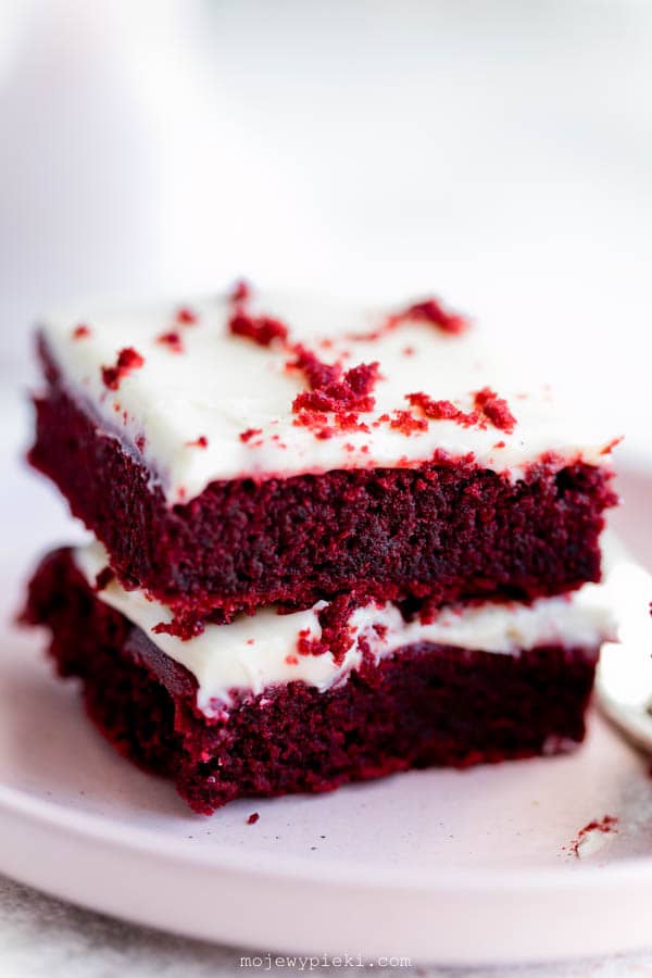 Red Velvet brownies with cream cheese frosting