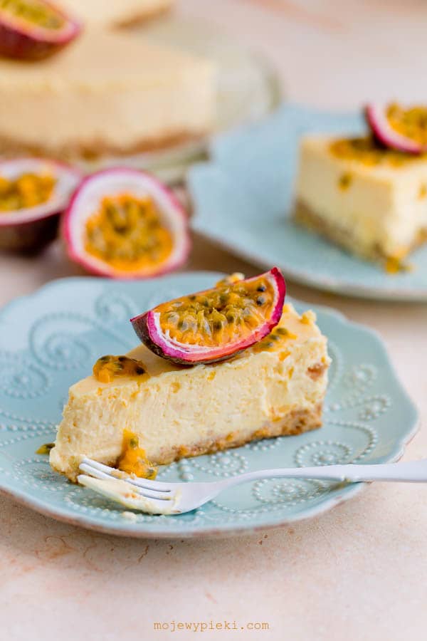 White chocolate and passion fruit cheesecake