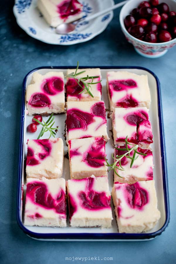 Cranberry and orange swirl cheesecake