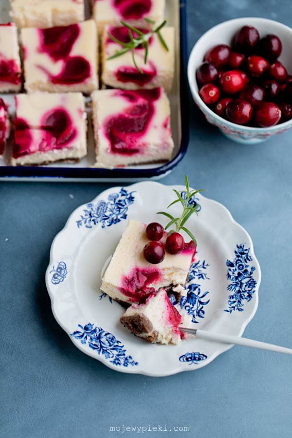 Cranberry and orange swirl cheesecake