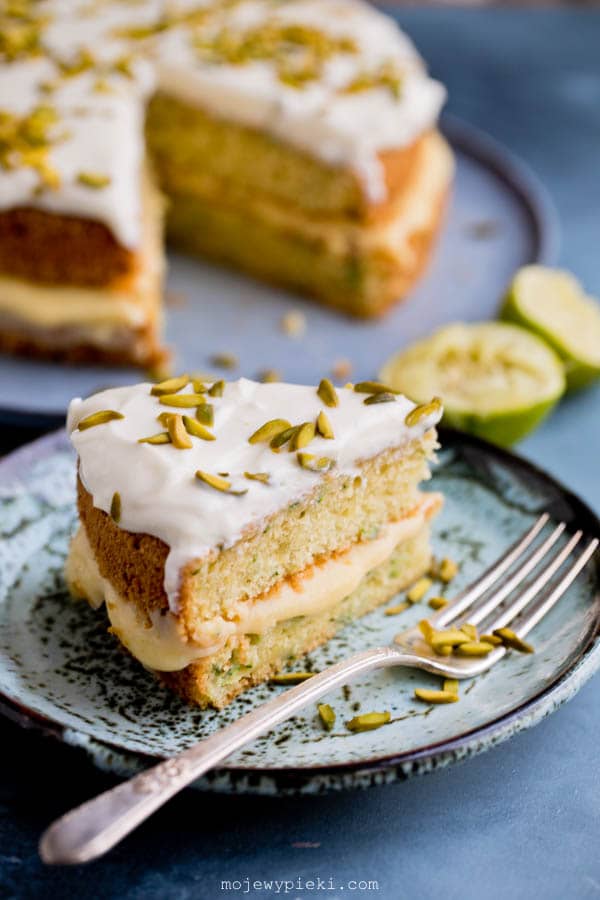 Courgette cake with lime curd and cream cheese frosting