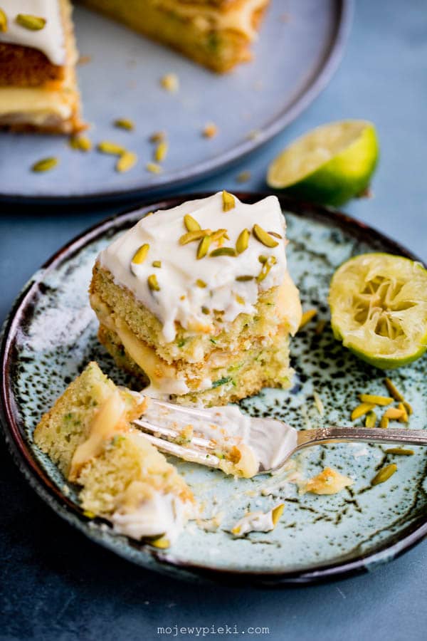 Courgette cake with lime curd and cream cheese frosting