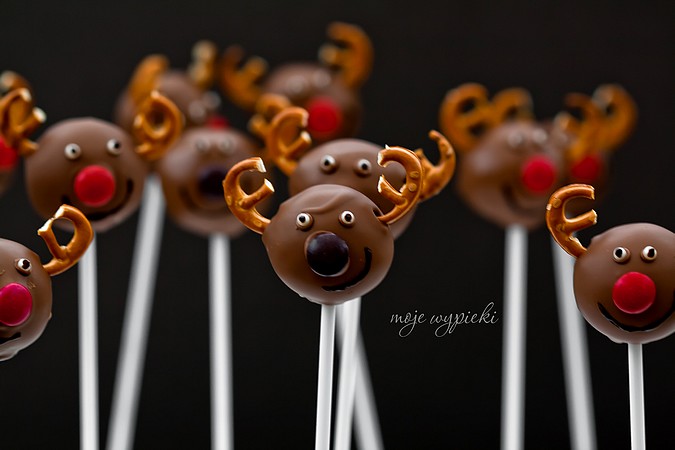 Mikołajkowe Cake Pops - Reniferki