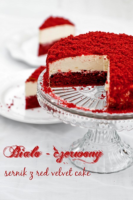 Biało - czerwony sernik z red velvet cake