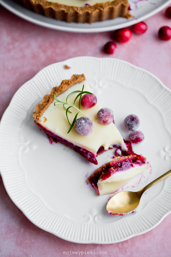 Tarta z żurawiną i białą czekoladą